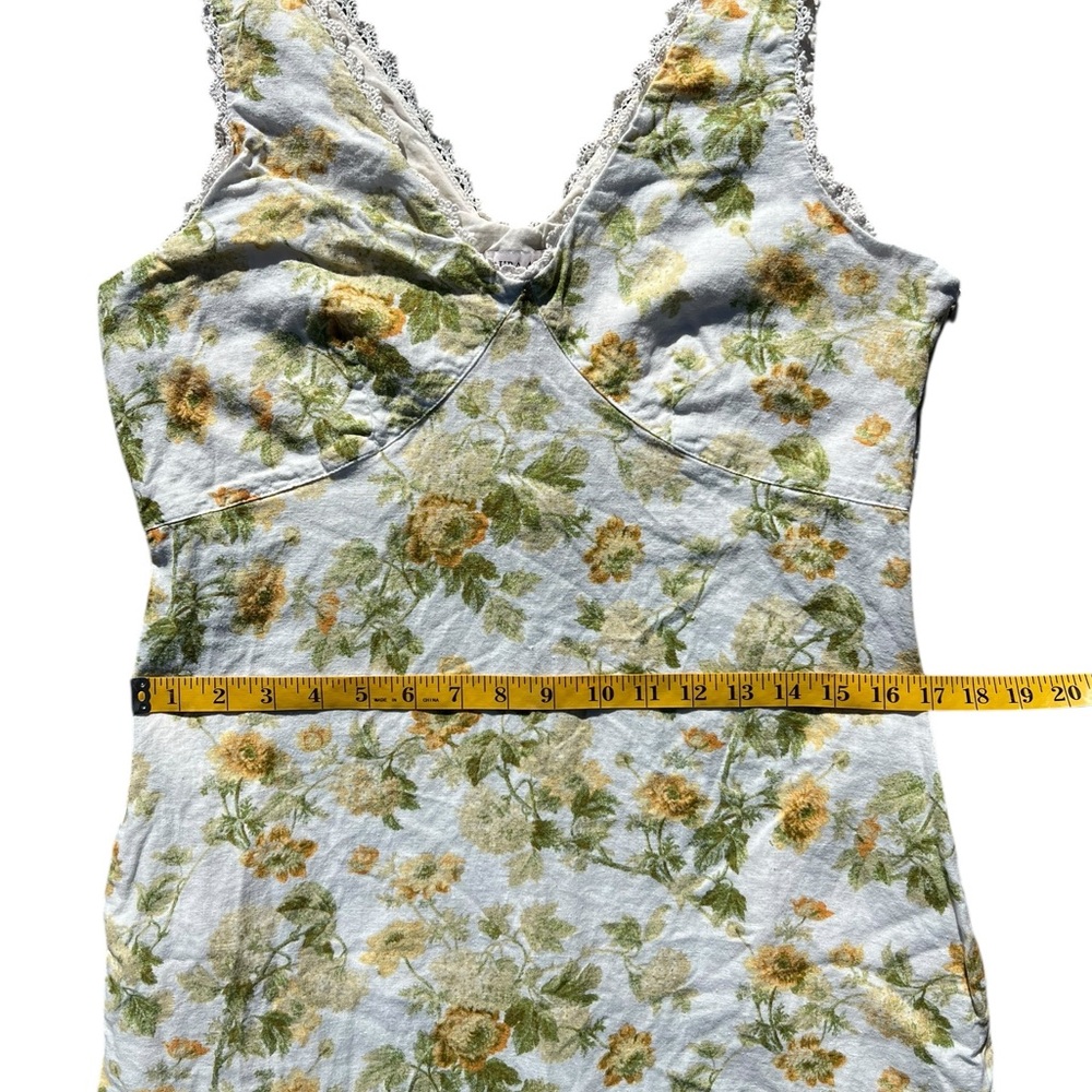 VTG LAURA ASHLEY Linen Floral Yellow Roses Midi Dress Cottage Garden Lace Trim 6 - Picture 15 of 16